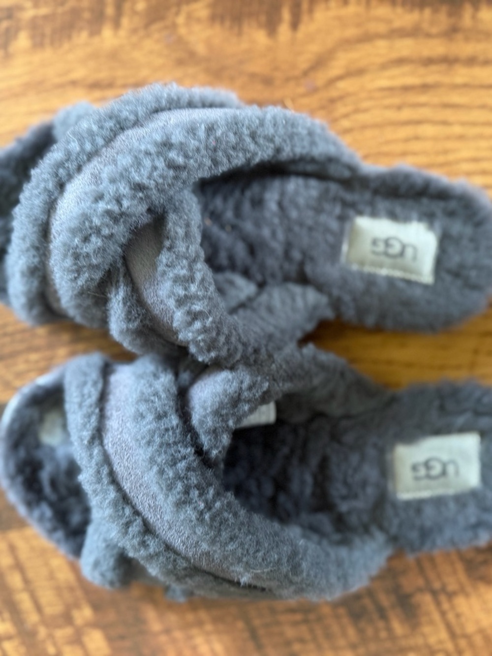 UGG Gray Fuzzed Slide Slippers